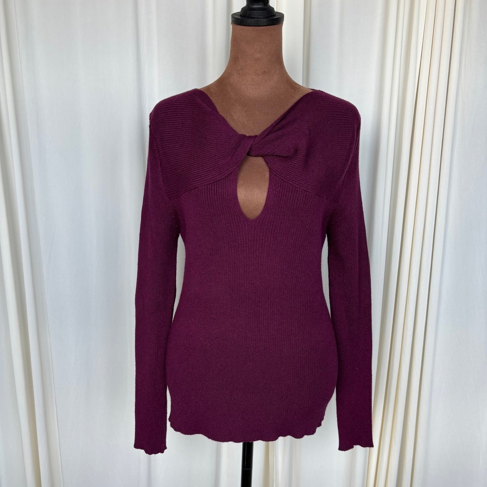 The Limited Sweater XL Burgundy Twist Front Shimmer Knit Tuscan Mom Y2K Glam
